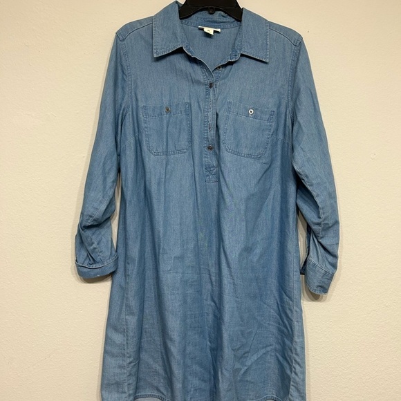 Chambray Shirt Dress for Women Size LP - Picture 2 of 6